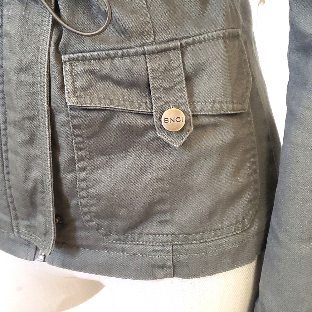 BNCI Hunter Olive Green Utility Jacket XS Technical Canvas Funnel Neck Zip Front - Picture 11 of 16